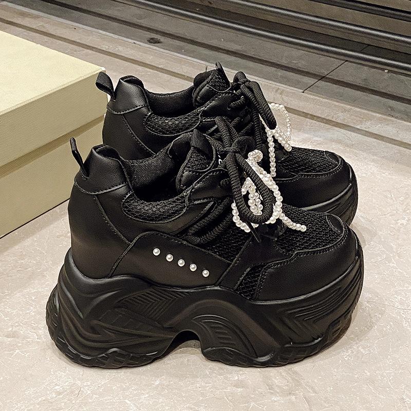 Thick-soled Inner Height Increase and Thinness Versatile Mesh Breathable Dad Shoes Women's 2025 Summer New Muffin Sports and Leisure Shoes