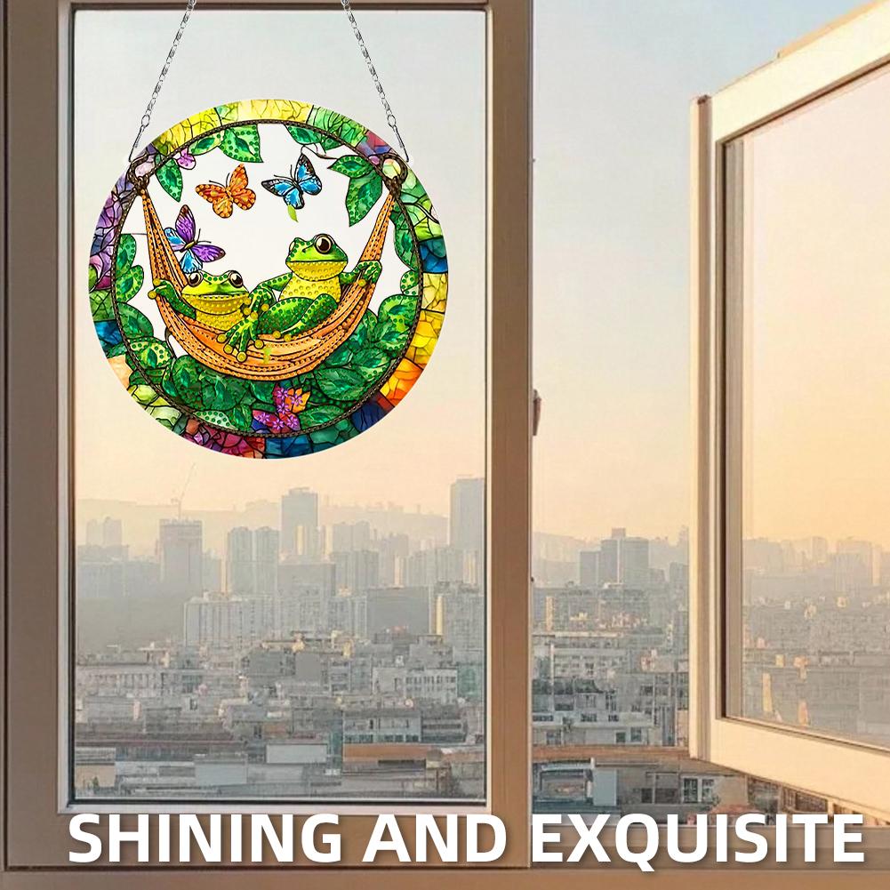 2D/Flat DIY Hanging Diamond Art Kits Rhinestone Diamond Art Window Pendants Diamond Art Pendant DIY Home Decor Hanging Charm