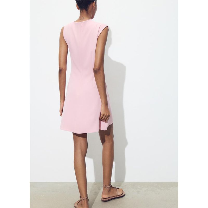 Summer New Product Women's Clothes French Style Design Short Crepe Sleeveless round Neck Mini Dress 3128324
