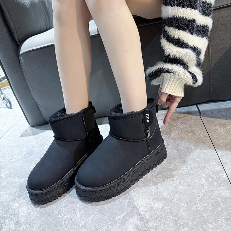 Northeast Snow Boots Short Boots 2024 Winter New Velvet Thickened Leather Thick-soled Waterproof and Non-slip Cotton Boots Small Short Boots