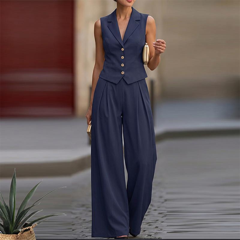 ZANZEA Women Sleeveless Vest Tops and Wide Leg Pants Casual Two Piece Suit Sets