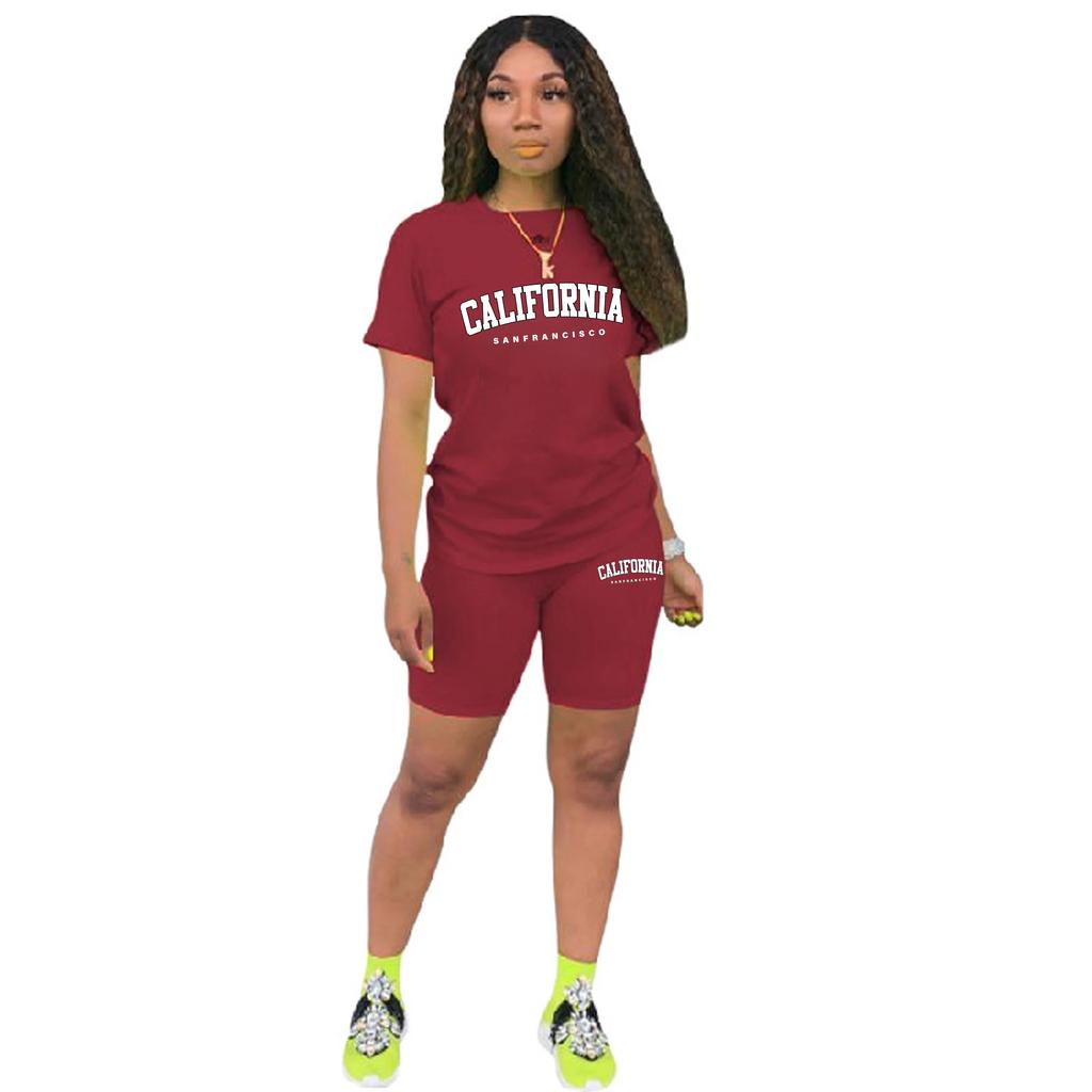 Tuta estiva da donna con stampa T-shirt+Pantaloncini Set da 2 Pezzi Moda Abbigliamento Sportivo Lusso Casual Tuta Corta a Maniche Corte