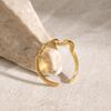 Women's 18k Gold Wave Pattern Stainless Steel Ring - European & American Style Titanium Steel.