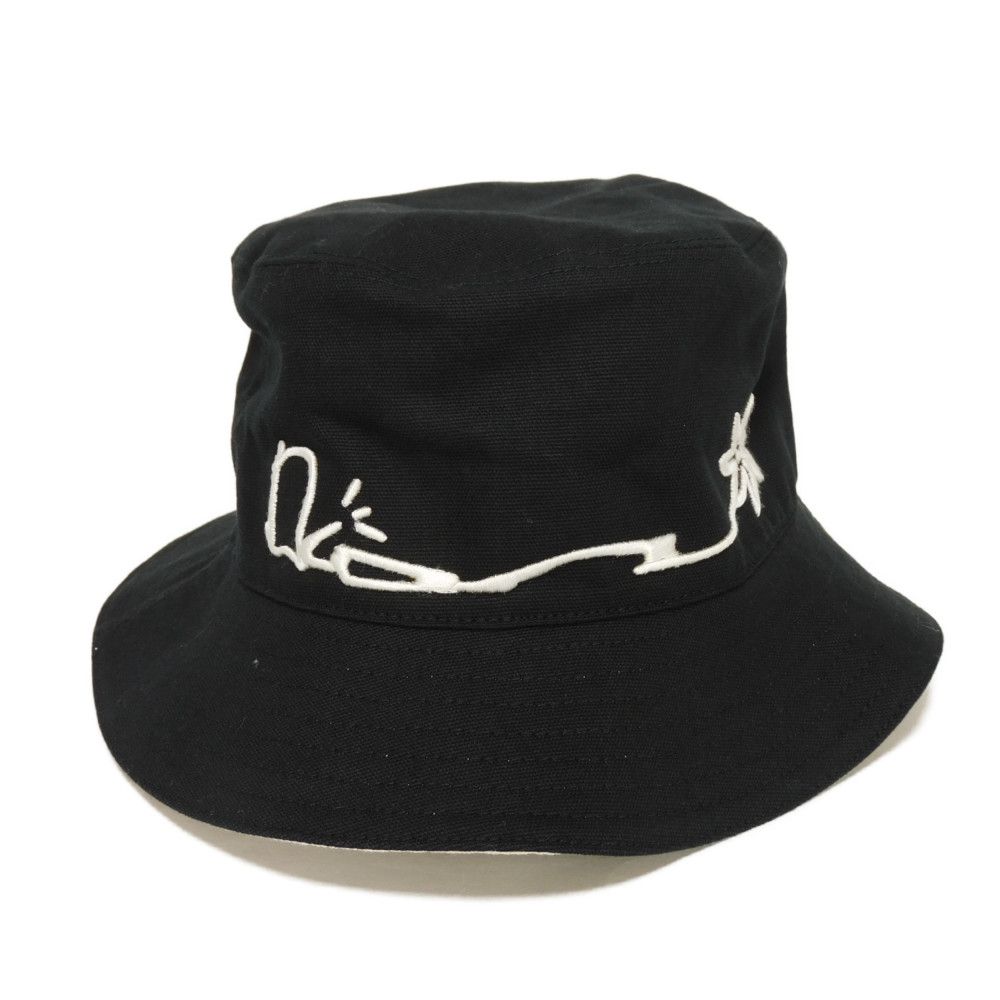 Used Travis Scott Cactus Jack Bob Bucket Hat (10656) 033C906U4511 7919 Medium 23.2" Logo Embroidery Oblique Black Men's