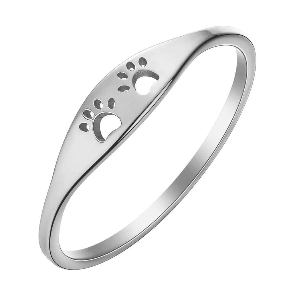 Kinitial Stylish and minimalist laser engraved stainless steel Cat Dog Lovers Jewelry Memorial Ring Pet Jewelry anniversary gift