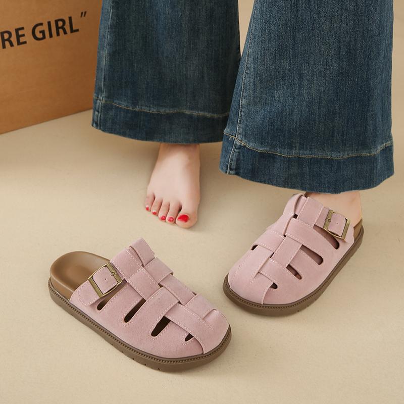 Female Shoes Cover Toe Ladies' Slippers Luxury Slides Platform 2025 Designer Retro Slippers Casual Cover Toe Shoes Slides Sliper