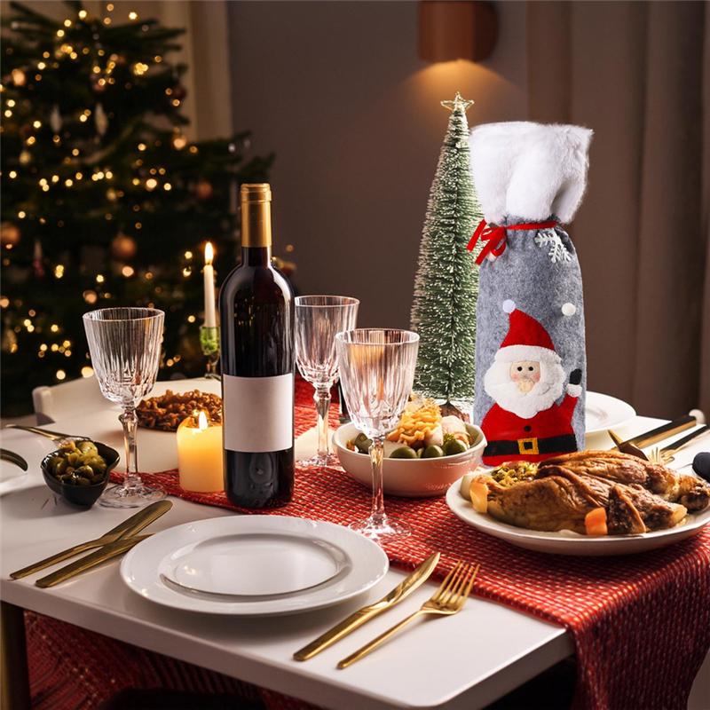 A33R-3PCS Christmas Wine Bottle Cover Merry Christmas Decor For Home Christmas Ornaments Decor Happy New Year