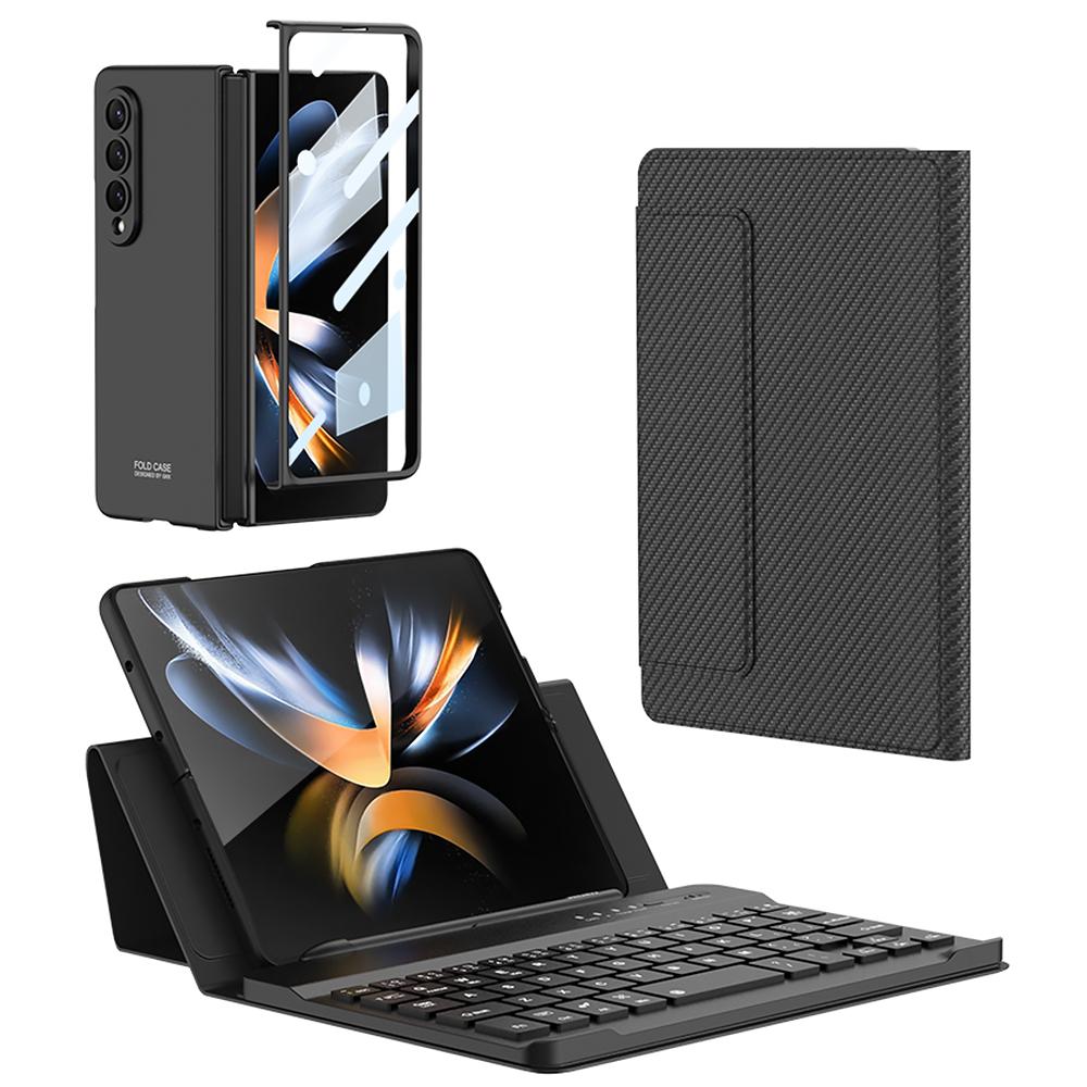 Folding Leather Case For Samsung Galaxy Z Fold 4 3 Phone Cover Magnetic Keyboard Kickstand Hard Plastic S Pen Slot Case No S Pen