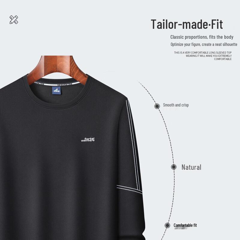 Men's Easy-Care Wrinkle-Resistant Round Neck Long-Sleeve Sweatshirt
