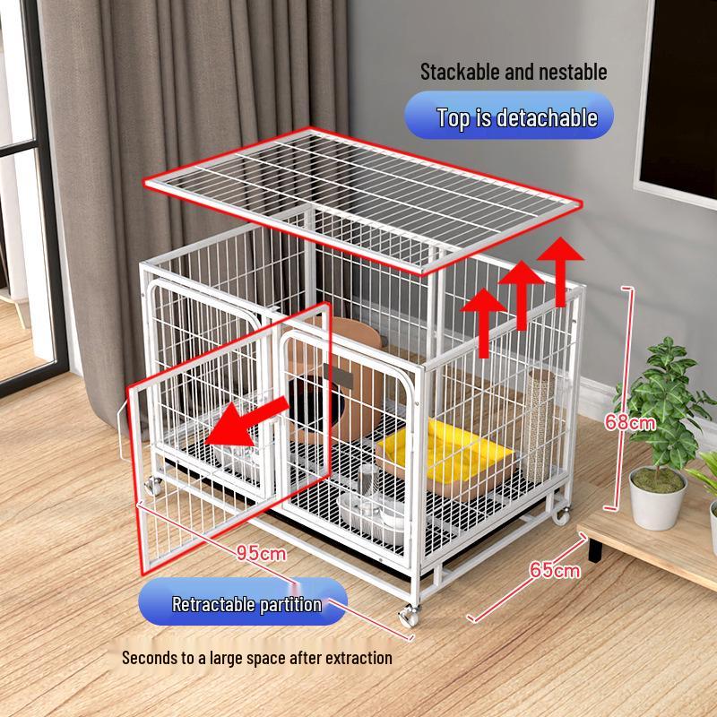 Medium & Large Dog Indoor Kennel with Full Square Tube Design and Built-in Toilet