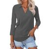 Women's Casual V-Neck Three-Quarter Sleeve Blouse with Print for Summer
