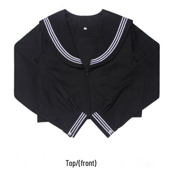 Japoński autentyczny czarny trzyczęściowy mundurek szkolny marynarski JK z długą spódnicą