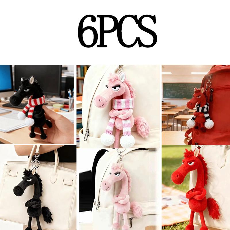 New Year Horse Plush Keychain Handbag Decoration Backpack Hanging Soft Horse Key Ring Toy New Year Gift for Boys and Girls
