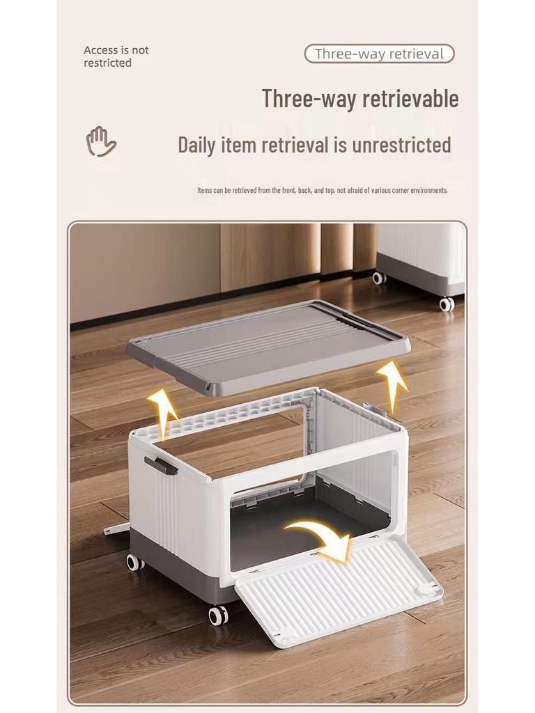 Rollbare Faltbare Aufbewahrungsbox mit Zugstange - Staubdichter Seitlich zu Öffnender Organizer für Studentenwohnheime