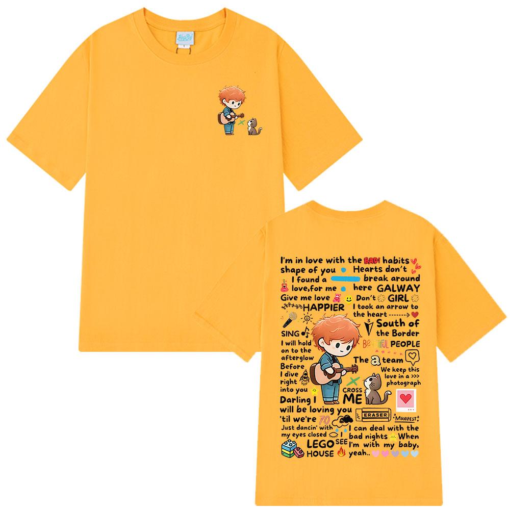 Ed Sheeran European Tour 2025 Graffiti Pattern Print T Shirt Men Women Cotton Casual Short Sleeve T-shirt Fashion Loose T-shirts