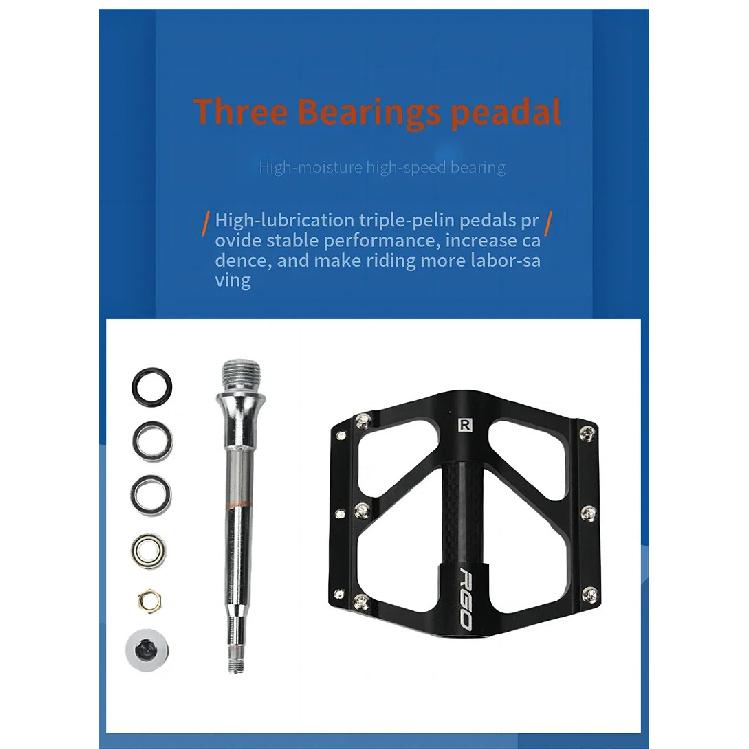 RGO Carbon Fiber Pedal Road Bicycle Pedal 3 Bearing Aluminum Alloy Anti-skid Mountain Bicycle Pedal Bicycle Accessories