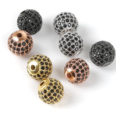 10 mm modische Kupfer-Kristall-Charm-Abstandhalter-Zirkonia-Runde Perlen zur Schmuckherstellung