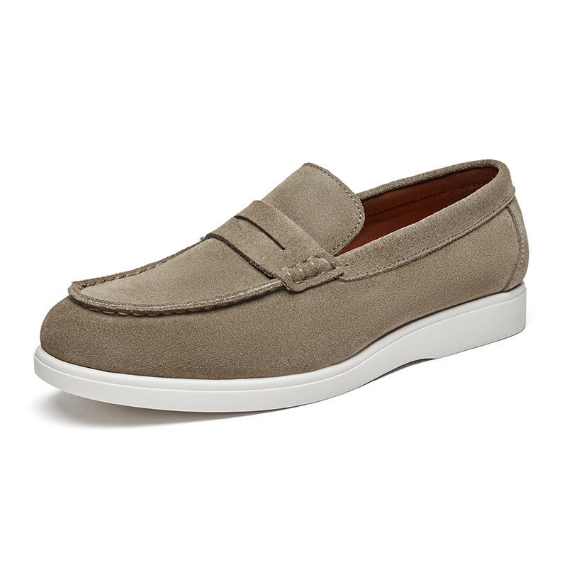 Men's British-Style Suede Nubuck Loafers - Slip-On Casual Shoes