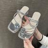 Fashion versatile style outerwear girl thick heel slippers women's summer 2025 new sandals with skirt high heel slippers