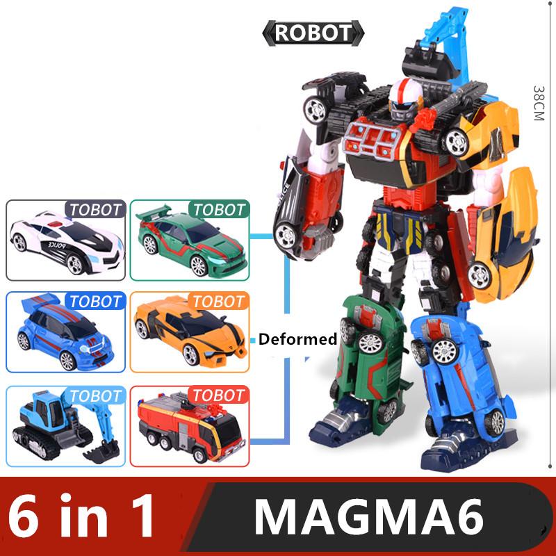 Original Tobot Deformation Robot 6 In 1 Transforming Car ALPHA  Action Figure Korea Anime Cartoon Brothers Warrior MAGMA Toys