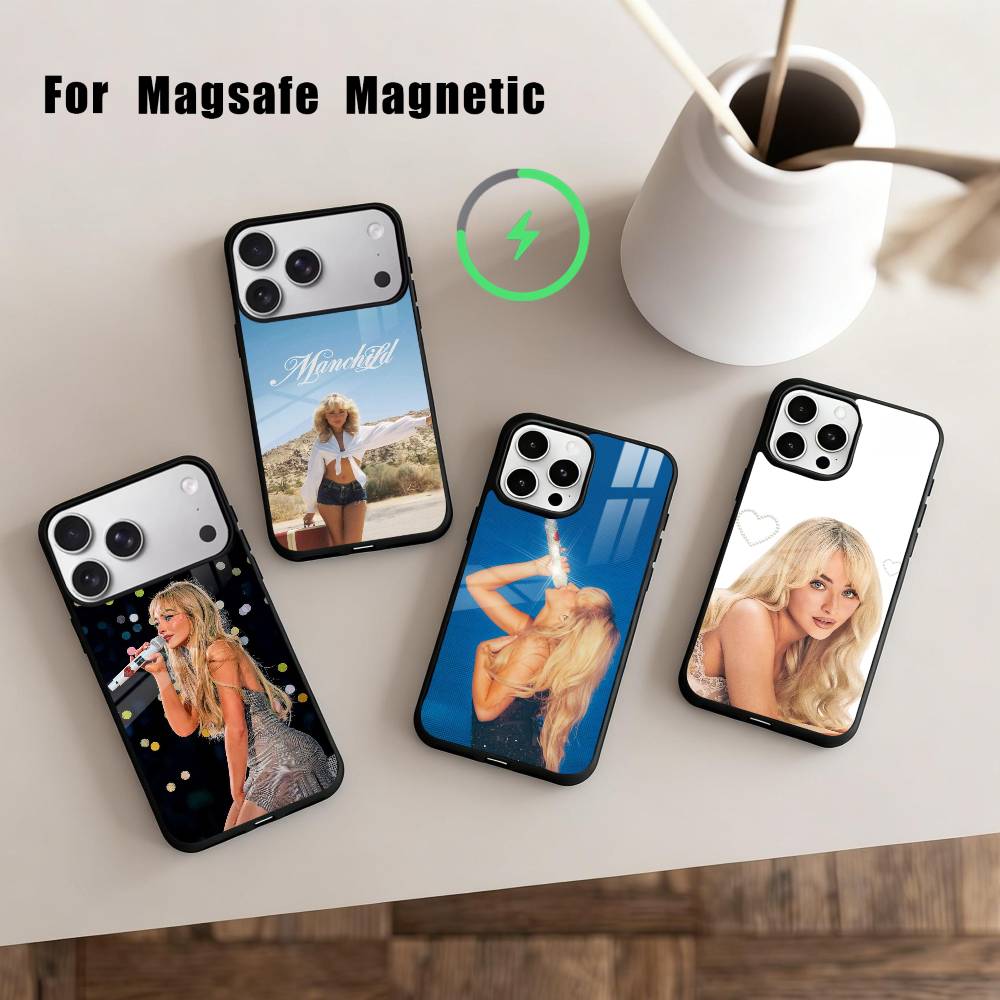 Coque de téléphone Singer S-Sabrina C-Carpenter Pour iPhone17,16,15,14,13,12,11 Plus,Pour Couverture de Charge sans Fil Magnétique