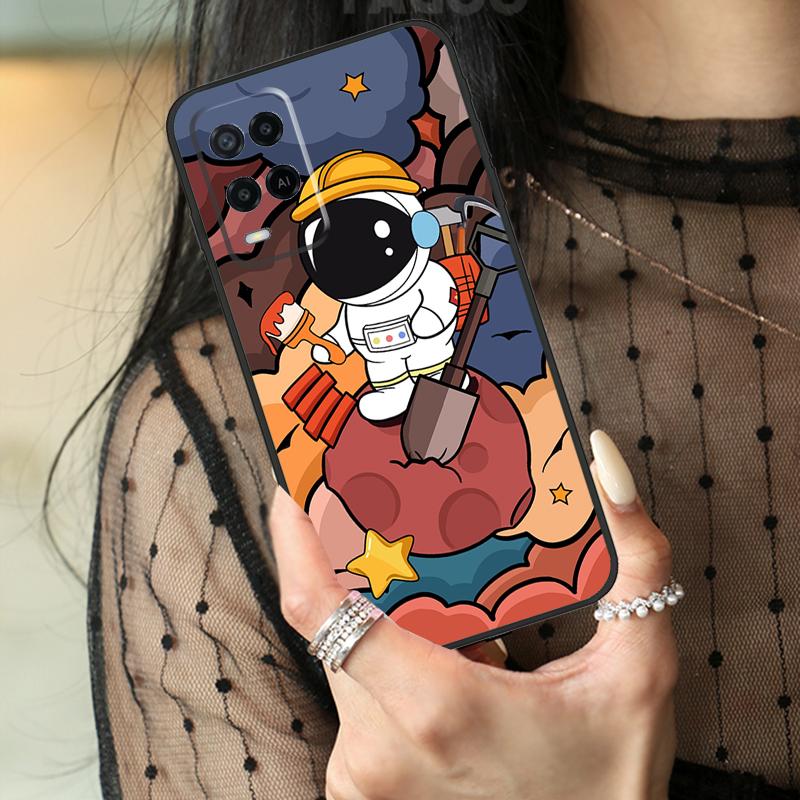 Astronaut Spaceship Case For Oppo A80 A60 A40 A17 A57 A77 A74 A54 A94 A78 A98 A18 A38 A58 A96 A76 A16 A15 A5 Pro