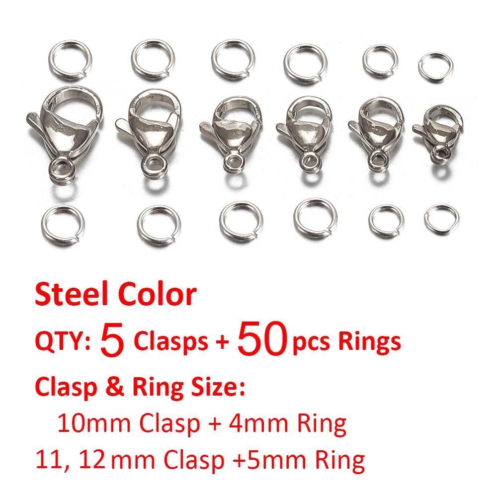 

20pcs 9-15mm Stainless Steel Gold Plated Lobster Clasp Jump Rings for Bracelet Necklace Chains DIY Jewelry Making Findings 9mm