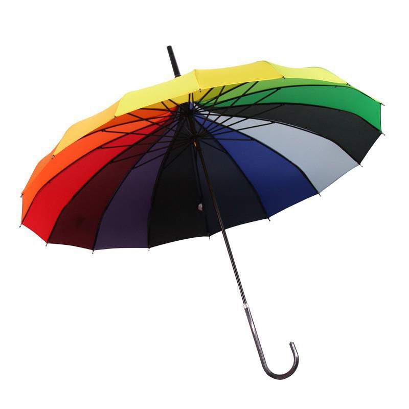 Rainproof Pagoda-Style 16-Rib Manual Umbrella, Straight Handle, UV Sunshade & Rain Protection for Photography
