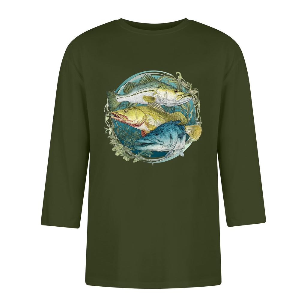 Men'S Round Neck Three-Quarters Sleeve Top Casual Fashion T-Shirt