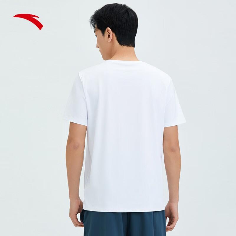 Anta Training Series Letter Print Crew Neck Short Sleeve T-Shirt Men Tops Pure-White 152337118-1