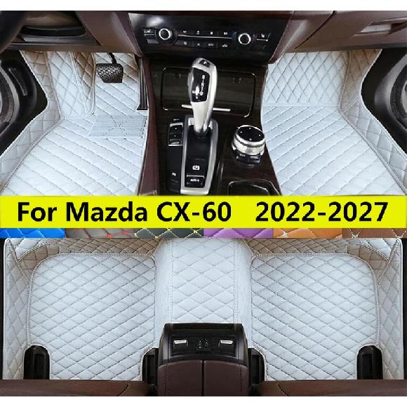 Car Floor Mats For Mazda CX-60 KH SUV 2027 2026 2025 2024 Auto Leather Foot Pads Rugs Full Set Waterproof Carpet Pads