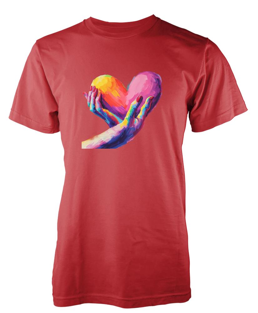 Bnwt Pride Loveheart Holding Hands Rainbow Lqbtq Unique TShirt Adult Kids S