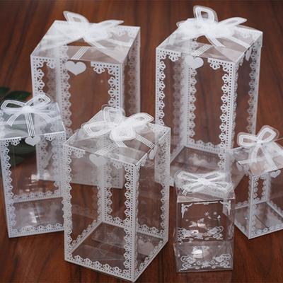 10-20pcs Transparent Valentine Favor Box Cake Packaging PVC Box Birthday Wedding Chocolate Candy Dragee Party Event Gift Box