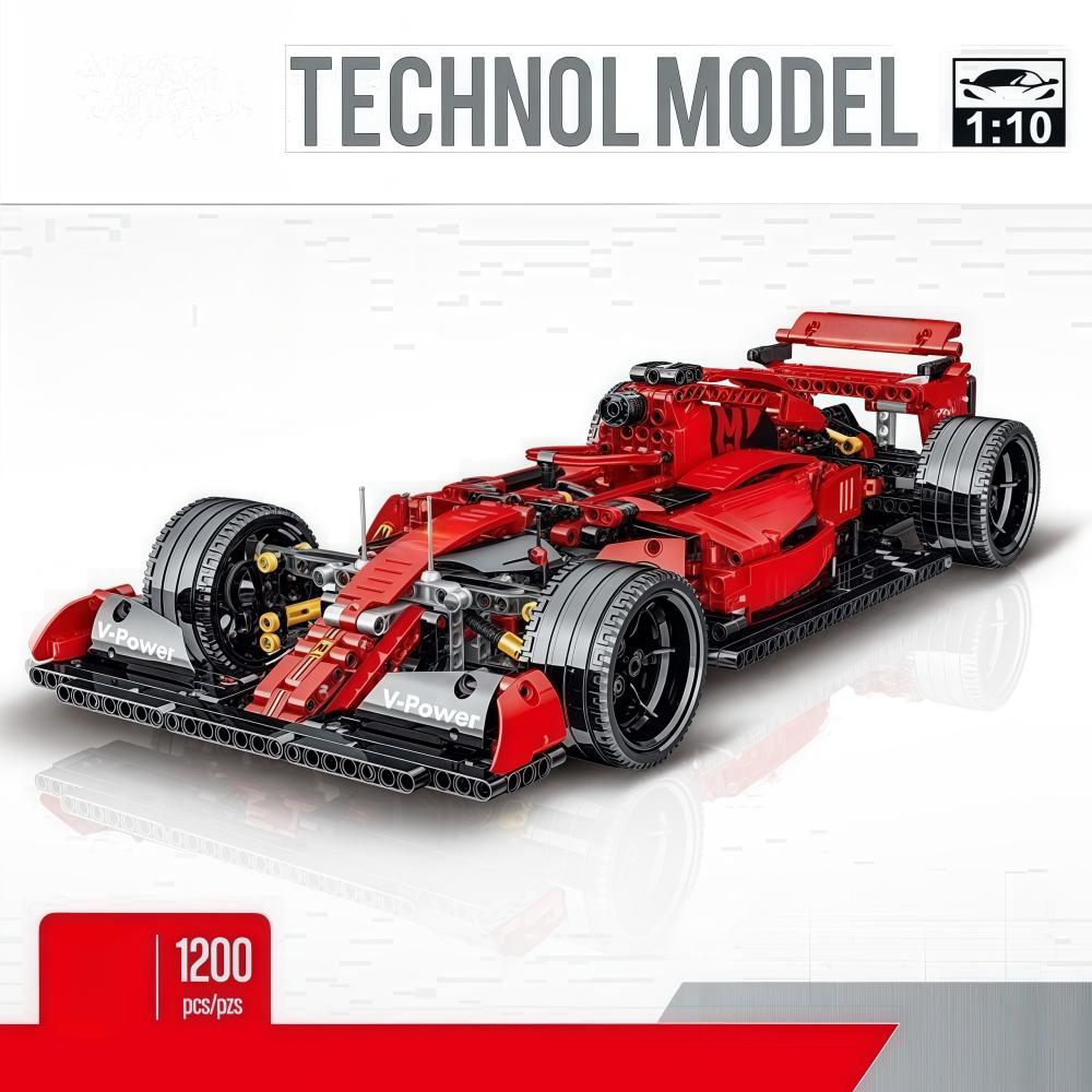 Non-Toxic Technical Red Racing Car Building Blocks Creative Diy Assembly Bricks Model For Kids Birthday Christmas Halloween Gifts