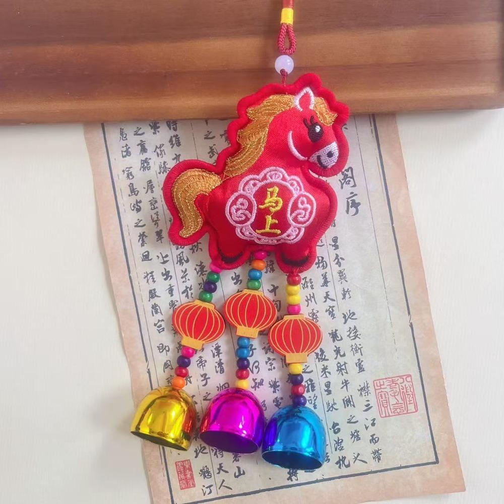 Chinese Red Chinese New Year Incense Packet Embroidered with Tassel Spring Festival Bell Pendant Portable Zodiac