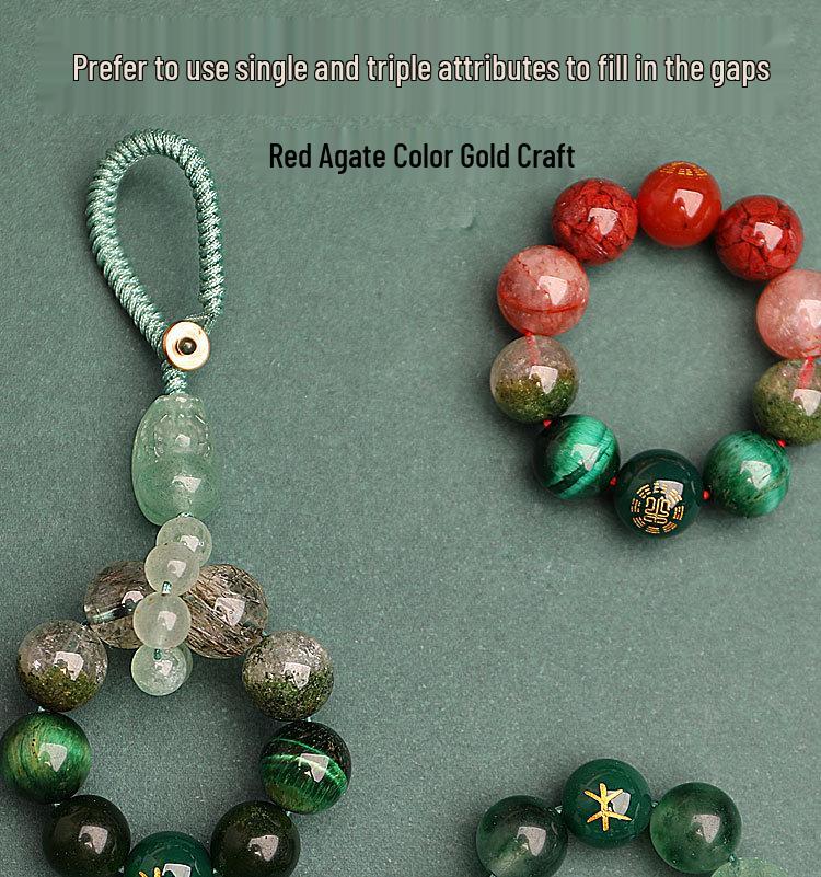 Zhenqiao Five Elements Pixiu Keychain: Wood, Fire, Earth, Metal, Water Crystal Pendant.