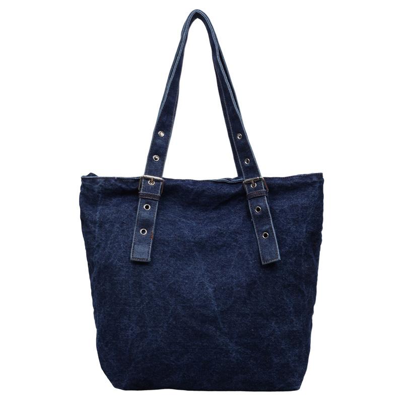 Denim Shoulder Bag Women s Tote Bag Portable Large Capacity Multi-Pocket Lightweight Underarm Bag