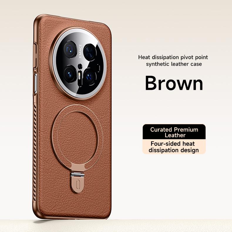 Heat Disspation 360 Rotatable Metal Stand Case For Huawei Mate 60 70 Pro+ Plus Vegan Leather Cover Eco-Friendly Shell