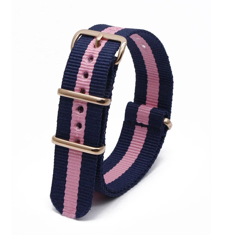 Rose Gold Buckle Nylon Watch Strap - Canvas Replacement for DW Watches