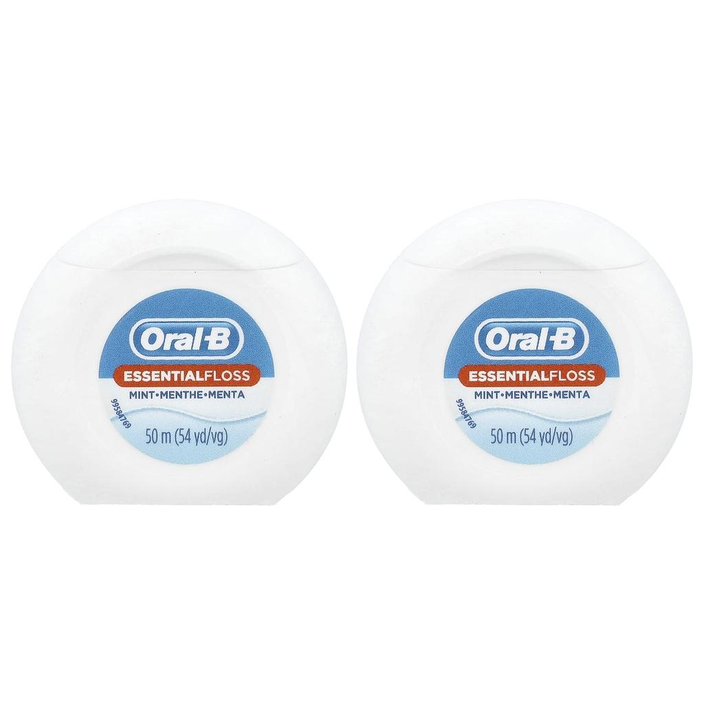 Oral-B, Essential Dental Floss Value Pack, Mint, 2 packs, 50 m (54.6 yds) per pack