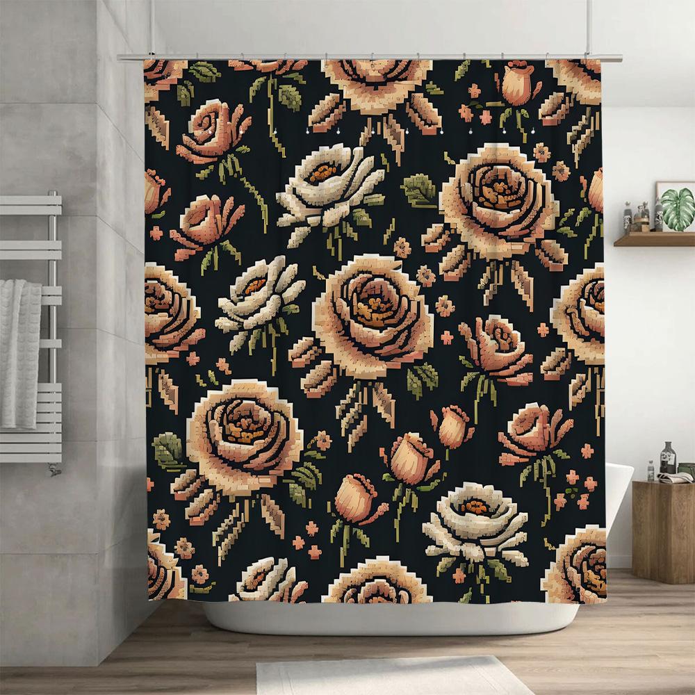 Unique floral shower curtain featuring roses perfect for adding a touch of elegance to any bathroom decor Made from high-qualit