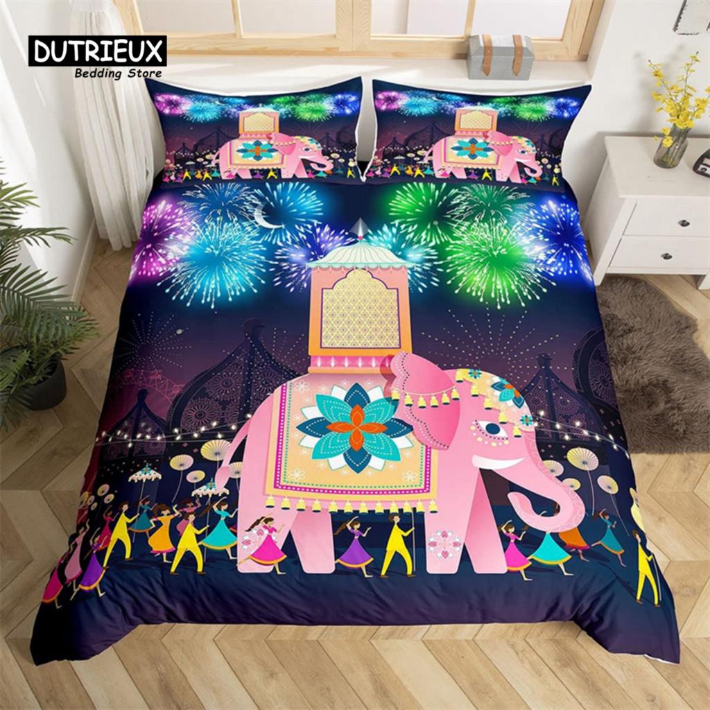 Comforter Elephant Feather Bohemian Mandala Bedding Set Single Twin King Microfiber Exotic Animal Tree Of Life Comforter