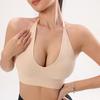 Hanging Neck Deep V Triangle Cup Seamless European and American Fitness Bra Adjustable Shoulder Strap Beauty Back Running Yoga Base Vest