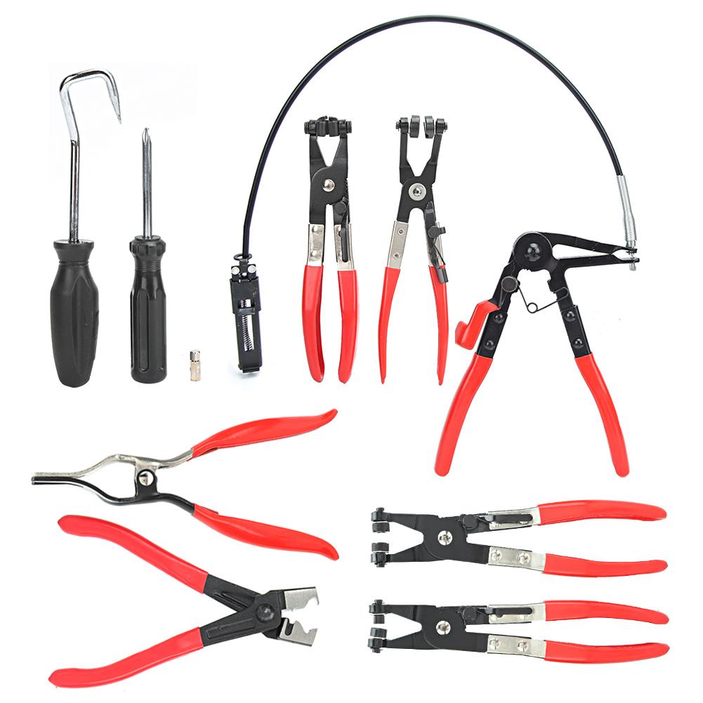 Carbon Steel Oil Pipe Curved Tube Hose Pliers Clamps Car Repair Tool Kit Set