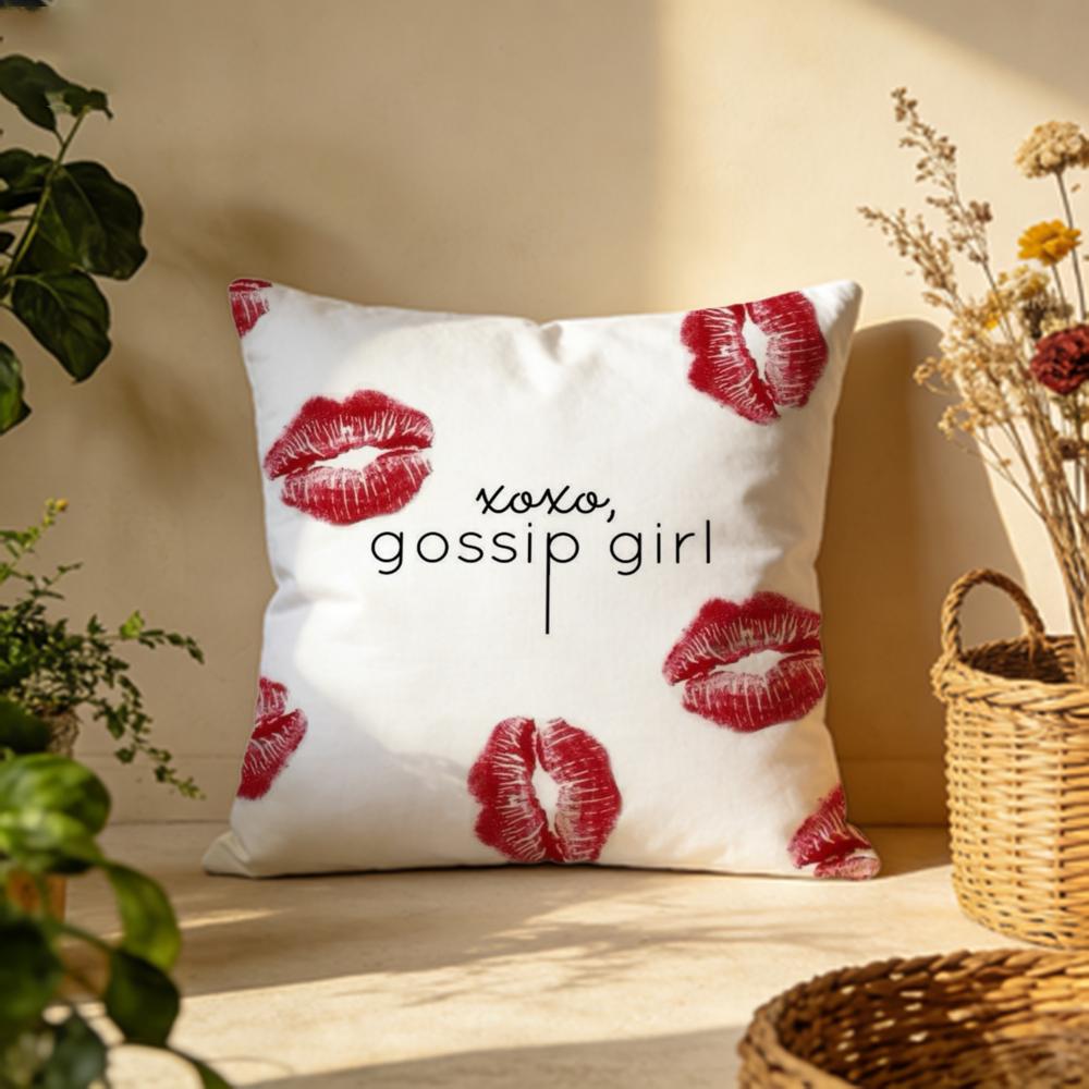 Trendy GGossip Girlable Cushion Cover Versatile DoubleSided Pillow Case Fit for Sofa Bed Car Daily Decor