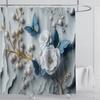 3D Stereo Beautiful Flower Printing Bathroom Curtain Waterproof Polyester Shower Curtain Home Decoration Curtain with Hooks