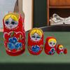 5 Pieces Matryoshka Doll Stacking Set Cartoon Figures Crafts Cute Traditional Wooden Russian