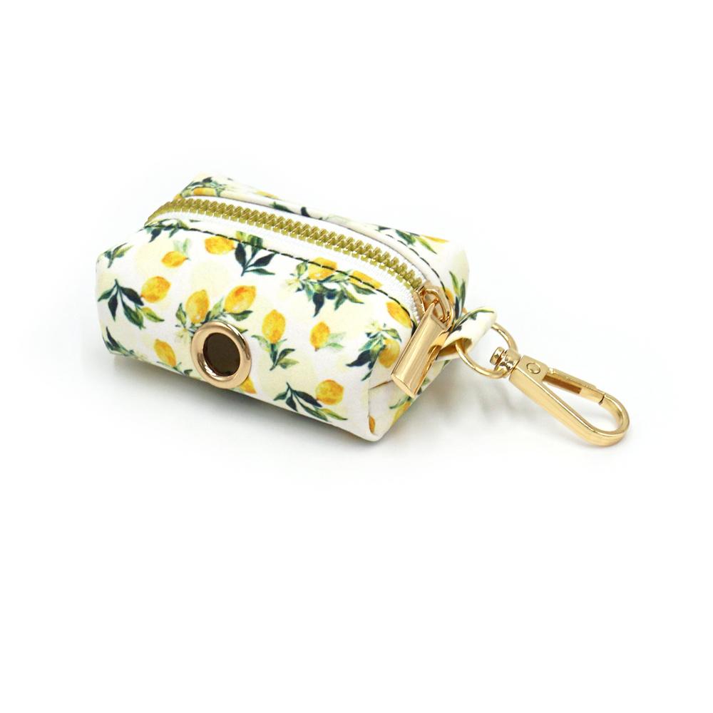 Pet Collar For Cats Small Medium Large Dogs Lemon Printing Luxury Designer Bow Dog Collar & Leash Set With Poop Bag
