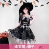 Halloweenský kostým Kostým čaroděje Tmavý duch Čarodějnice Síťovaná šaty Čarodějnický kostým Šaty čarodějnice