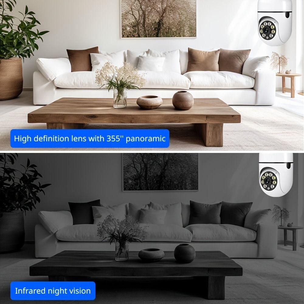 360 Degree Light Bulb Security Camera Full Color Night Vision Automatic Human Tracking Wireless WiFi Camera 5GHz WiFi